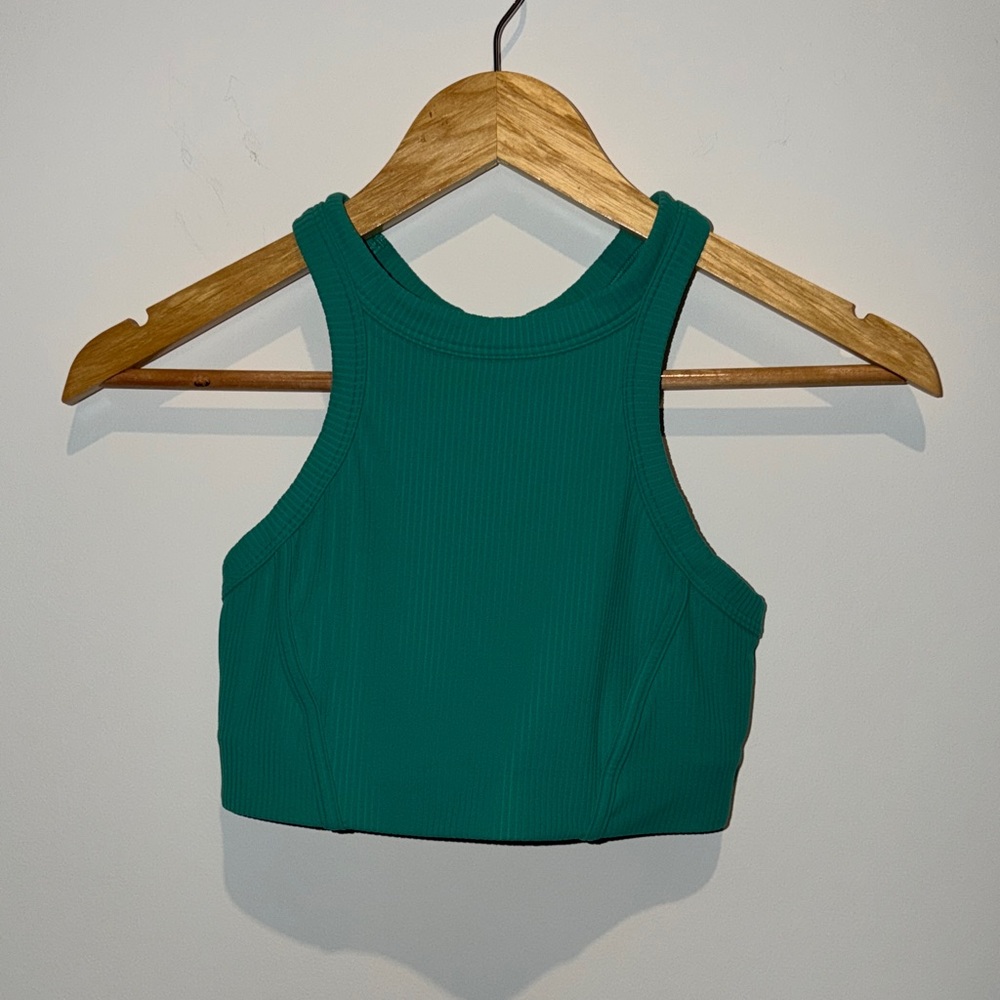 lululemon athletica greenish teal Ribbed Crop Top